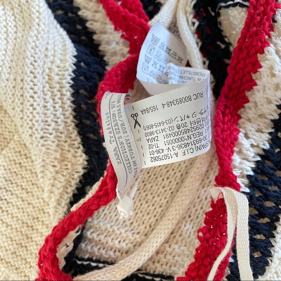 NWT ZARA Trafaluc knit ivory, blue, and red cami tank top - Picture 5 of 6